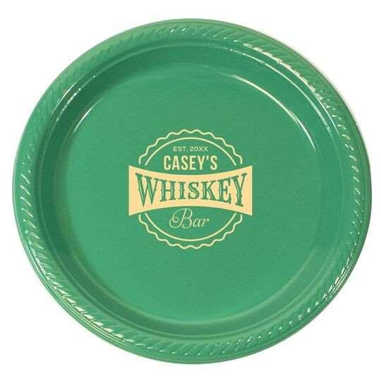 Whiskey Bar Label Plastic Plates